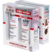 L’Oréal Paris Elseve Bond Repair Kit Reparação Molecular com Ácido Cítrico para Cabelos Danificados, Reconstrói Ligações e Devolve Força (Shampoo + Condicionador + Sachê Pré-Shampoo)