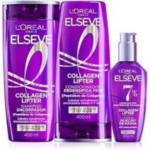 L’oréal Paris Elseve Collagen Lifter Kit Shampoo, Condicionador E Sérum Leave-in Com Peptídeos E Proteção Térmica Para Cabelos Finos, Volume Em 3d, 400ml + 400ml + 100ml