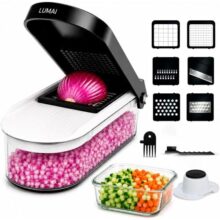 LUMAI Cortador de Legumes e Ralador Premium com 1,2L e Lâminas Aço Inox | Fatiador, Triturador