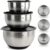LUMAI Kit 3 Tigelas Bowls de Aço Inoxidável com Tampas Hérmeticas e 3 Discos de Corte de Inox para Ralar e Fatiar – Base de Silicone Premium – Utensilio de Cozinha para Misturar, Armazenar e Marinar