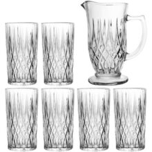 Lyor – Conjunto Jarra Com 6 Copos De Vidro Diamante 1l/300ml