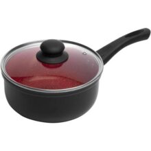 LYOR – Panela de Indução com Tampa de Vidro 16cm Vermelha Alumínio com Revestimento Cerâmico