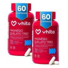 Magnésio Dimalato Quelato Vhita 3 Em 1 60 Caps – 2 Potes