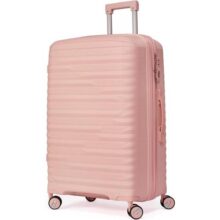 Mala De Viagem Grande 32Kg Polipropileno 8 Rodas 360 Giratória Para Despachar Rígida Leve Tamanho G Viagem Internacional Resistente (ROSA CLARO, Grande)
