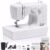 Máquina de Costura Portátil, 45 Pontos, Agulha Dupla, 350 Pontos/Min, Mesa Extensora, Bivolt 110V-220V, Branco
