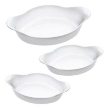 Marinex conjunto de assadeiras oval opaline 3 peças branco