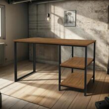 Mesa Com 2 Prateleiras 1,20 Home Office Estudo