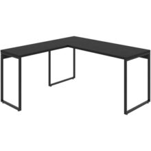 Mesa de Escritório em L Estilo Industrial 150mX150m Kuadra Compace Preto Ônix / Est.Preta