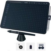 Mesa digitalizadora HUION HS611 Tablet gráfico com 10 teclas de atalho, 8 teclas multimídia Stylus sem bateria 8192 caneta pressão inclinação digital arte tablet para pintura, design esboço iniciante