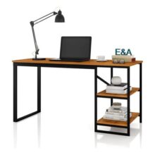 Mesa Home Office C/prateleiras Industrial E&a Moveis Cor Preto/canela