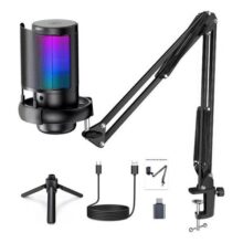 Microfone Condensador Cardioid Rgb Para Pc Gamer E Gravação