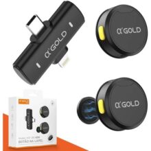 Microfone De Lapela Sem Fio Bluetooth Kit 2 Microfonones Abafamento De Ruído Até 10 Horas Tempo De Trabalho Compatível Com Camera, Iphone, Android, PC – Conexão Android e USB-C – Linha Agold Premium