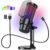 Microfone de Mesa RGB Condensador, Microfone USB-C, Compatível Com PS4/PS5/Mac (Preto)
