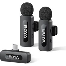 Microfone sem Fio BOYA BY-V20 para iPhone 15/16, Android e Laptop, USB-C, Alcance 100m, Bateria 9h, Redução de Ruído
