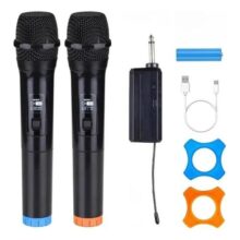 Microfones Dinâmico Sem Fio Duplo Profissional Recarregável