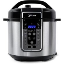 Midea Panela de Pressão Elétrica 6L com 12 receitas pré-programadas 3 níveis de pressão e display digital silenciosa e segura com 10 recursos de segur