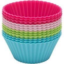 Mimo Style Jogo de Formas de Silicone Flexíveis e Antiaderente para Muffins e CupCakes Redondo com 12 Peças Multicolor – Material de Qualidade Prática