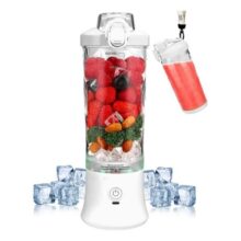 Mini Liquidificador Portatil Cinza Com Copo 600ml Sem Fio Recarregável 12 Laminnas Com Copo Shake