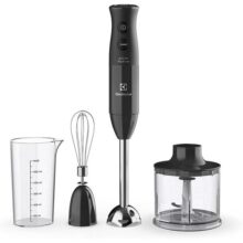 Mixer Misturador Multiuso Electrolux haste inox 3 em 1 600W 2 velocidades 3 acessórios mini processador resistente temperatura capacidade 600ml livre BPA EIB20 preto 127v