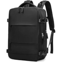 Mochila Executiva de Viagem Grande, Compacta Super Reforçada Mochila Para Notebook, Mala de Mão com USB Unissex Moderna PREMIUM Appari (Preto)