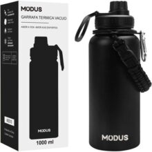 MODUS Garrafa Térmica Esportiva De Aço Inoxidável Com Isolamento A Vácuo De 1000ML (Preto)
