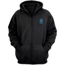 Moletom Agasalho Unissex Aberto Capuz e Ziper (G, Preto/Azul)