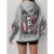 Moletom Unissex Caveira Com Rosas Capuz Flanelado Casual
