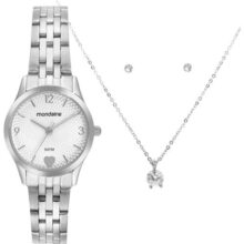 Mondaine Kit Relógio Feminino Prata Com Semijoias