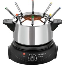 MONDIAL Panela Elétrica de Fondue, Preto/Prata, 1200W, 220V – FD-02