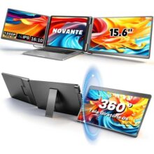 Monitor Duplo Portátil para Notebook NOVANTE 15.6″, 1080p, 60Hz | Expansor de Telas Triplo, Design 360°, Tela IPS FHD 1080p, Baixa Luz Azul, Compatível Windows/Mac, Cabos Inclusos