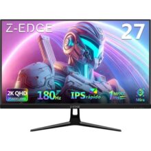 Monitor Gamer Curvo 27 polegadas 2K, 180Hz, QHD 2560 x 1440, IPS rápido 1 ms, FreeSync, 350 CD/m², 94% DCI-P3 HDR10, HDMI 2.0×2/DP 1.4×2, Suporte VESA, Sem Bordas