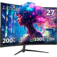 Monitor Gamer Curvo 27″ Z-edge, 200Hz, FHD 1080P, 1 Ms, Tela 1500R, Freesync, 99% Srgb, HDMI 2.0/DP 1.4, Ajuste De Inclinação, Suporte VESA, Sem Bordas, Para Jogos e Office