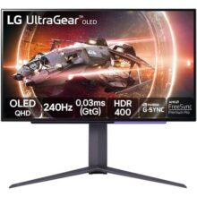 Monitor Gamer LG UltraGear OLED – Tela OLED 27”, 2K QHD, HDR400 True black, 1.5M:1, 240Hz, 0,03ms (GtG), NVIDIA® G-SYNC®, AMD FreeSync™ Premium Pro – 27GS95QE-B