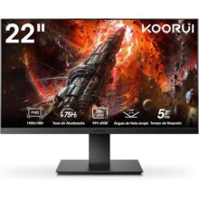 Monitor Koorui 22″ FHD 1080p 75Hz | Painel VA, 99% sRGB, Design Slim, HDMI/VGA, Inclinação Ajustável, VESA, Preto, 22N1