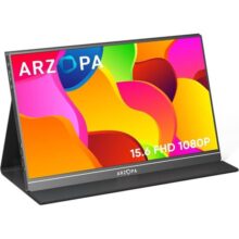 Monitor portátil ARZOPA, monitor de laptop FHD 15,6” 1080P USB C HDMI, tela de computador HDR Eye Care, tela externa com capa inteligente para Mac Phone Xbox PS5-S1 Table