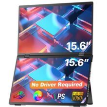 Monitor portátil empilhável EVICIV de 15,6 polegadas tela de viagem dupla dobrável 1080p 100% sRGB USB-C HDMI e