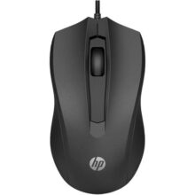 Mouse com Fio HP USB 100 – Sensor Óptico de 1600 DPI, Design Ambidestro, Conectividade USB-A, Compatível com Windows e macOS, Plug & Play, Preto (6VY96AA)