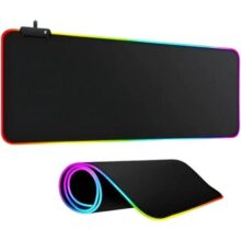 Mouse Pad Gamer RGB Led 80×30 Grande Speed Antiderrapante Base Emborrachada Borda Costurada Ideal para Jogos e Escritório