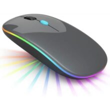 Mouse Sem Fio Bluetooth USB Recarregável com Iluminação RGB, Sensor Ajustável e Design Ergonômico – Preto