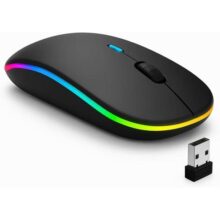 Mouse Sem Fio Recarregável Wireless Bluetooth Optico Led Rgb Colorido Ergonômico Usb 2.4 Ghz Notebook Computador Pc Desktop Linha Premium – Cores Sort