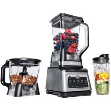 NINJA LIQUIDIFICADOR 1200 W, 5 Funções para Smoothies, Picar, Massa e Mais com Auto IQ, Jarra 2,2L, Jarra de Processador de 2L e 1 Copo para Levar, Preto