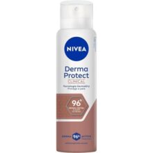 NIVEA Desodorante Antitranspirante Aerossol Derma Protect Clinical 150ml – Alta proteção de 96 horas contra o suor excessivo e o mau odor, garantindo axilas macias e sem irritação