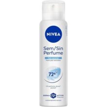 NIVEA Desodorante Antitranspirante Aerossol Sem Perfume 150ml – Proteção prolongada desenvolvida para peles sensíveis