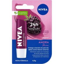 Nivea Hidratante Labial Amora Shine 4,8 G – Cuidado Intensivo Para Seus Lábios, Hidratação Prolongada, Delicioso Aroma De Amora, Pigmentos Brilhantes E Cor Delicada