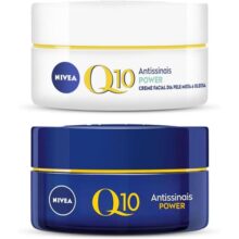 NIVEA KIT Creme Facial Pele Oleosa Q10 Power Dia (50g) + Creme Facial Antissinais Q10 Power Noite (49g), Kit Antissinais