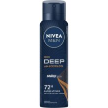 Nivea Men Desodorante Antitranspirante Aerossol Deep Amadeirado 150ml – Proteção Prolongada De 48h, Fórmula Com Carvão Ativado, Combate Impurezas, Antibacteriano, Perfume Prolongado, Fragrância Amadeirada