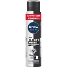 NIVEA MEN Desodorante Masculino Antitranspirante Aerossol Black & White Invisible Original 200ml – Protege por 72h e evita manchas nas roupas