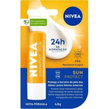 NIVEA Protetor Solar Hidratante Labial Sun Protect FPS 30 4,8 g – Lábios protegidos do sol e do ressecamento, alta proteção contra os raios UVA/UVB, com extrato de girassol e Vitamina E