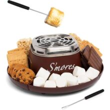 Nostalgia SMM200 Indoor Electric Stainless Steel S’mores Maker with 4 Compartment Trays for Graham Crackers Chocolate
