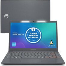 Notebook Positivo Vision C14 Lumina BAR Celeron, 8GB 128GB eMMC, Tela 14 Polegadas HD Antirreflexo, Linux, Tecla Link – Cinza